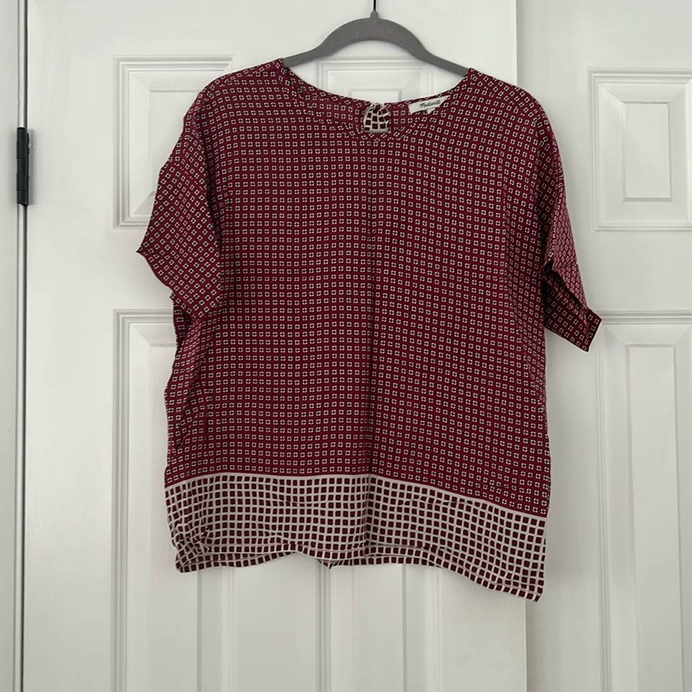 Madewell 100% Silk Geometric Print Blouse